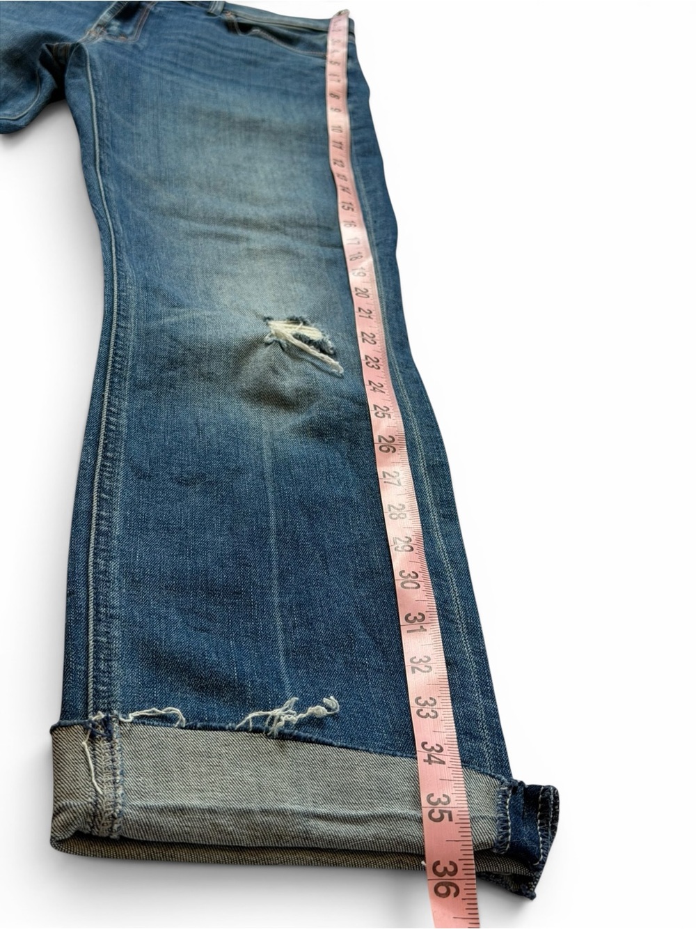MOTHER Mid Rise Dazzler Ankle Step Fray Jeans Blue size 29 - Picture 9 of 9